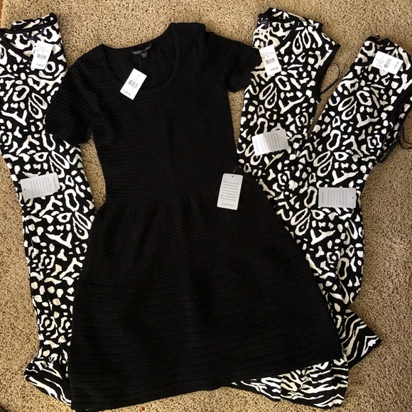 $118 NWT NORDSTROMS Black white sweater dress womens small night party winter - Picture 2 of 7